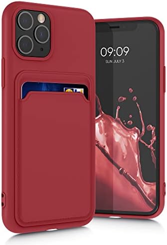 kwmobile Case Compatible with Apple iPhone 11 Pro - Soft TPU Phone Cover with Credit Card Holder Slot on Back - Dark Blue