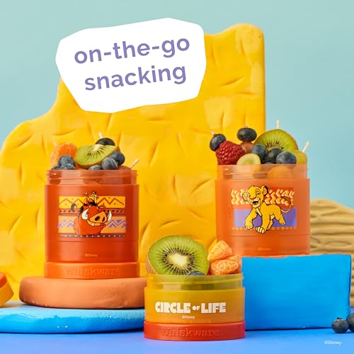 Image of Whiskware Disney Lion King Simba and Friends Stackable Snack Containers for Babies, Toddlers, and Kids, 3 Stackable Snack Cups for School and Travel, Cupholder Friendly, Circle Of Life!