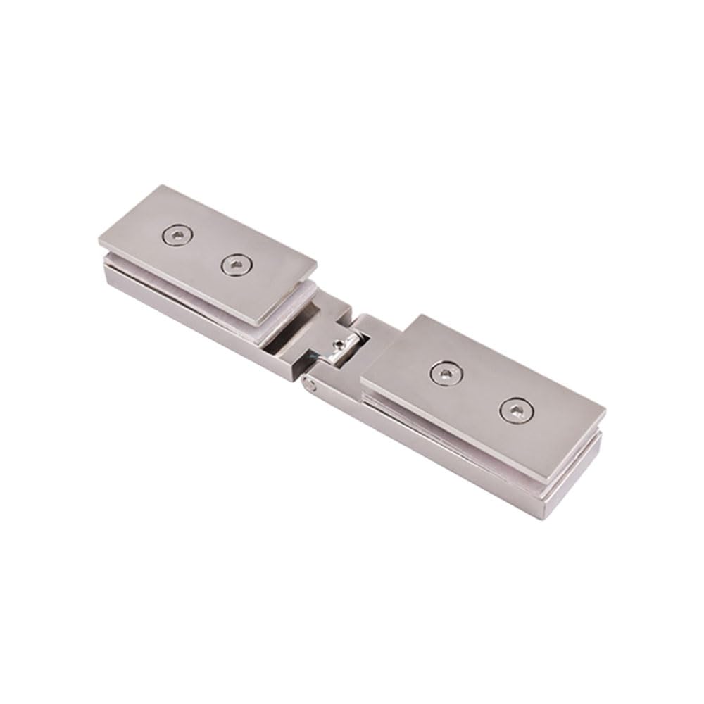 Glass Door Hinges, Shower Door Hinge 304 Stainless Steel for 6mm-12mm Use 180-Degree Angle Joining Two Pieces of Glass (Maximum Opening Angle 90-Degrees One-Way Outward Pull)