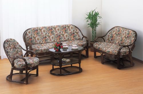 【今枝商店】籐 ラタン 3Pソファ(3人掛け) AMZY440B 座面高35㎝ ダークブラウン色