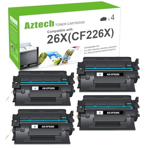 Aztech 26X CF226X Toner Cartridge Compatible Replacement for HP 26X CF226X 26A CF226A for HP LaserJet Pro M402n M402dw M402dn Pro MFP M426fdw M426fdn M426dw Printer (Black 4-Pack)
