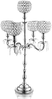 Klikel 5 Arm Candelabra - Wedding Table Centerpiece - Silver Candelabra - Candle