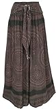 hippie damenmode Size:38 Weite Palazzohose mit breitem gesmoktem Bund und figurbetonendem Gürtelband, dass mit einer hübschen Kokosschnalle zusammengehalten wird