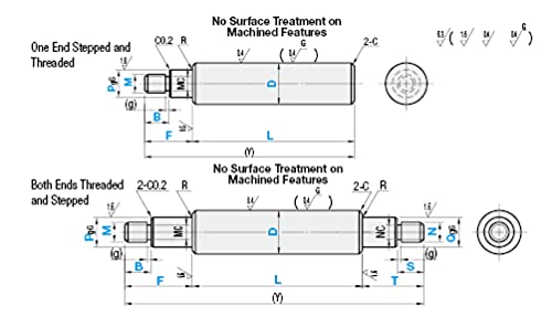 One or Both End Stepped and Threaded Precision Linear Shaft 20mmX400mm 1pc