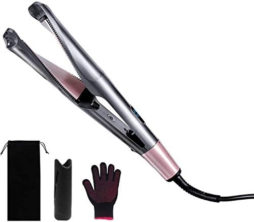 Hair Straightener Curling Iron 2 in 1 Tourmaline Ceramic Twisted Flat Iron, Aispark Professional Hair Straighteners with LCD Display Adjustable Temperature for All Hair Types