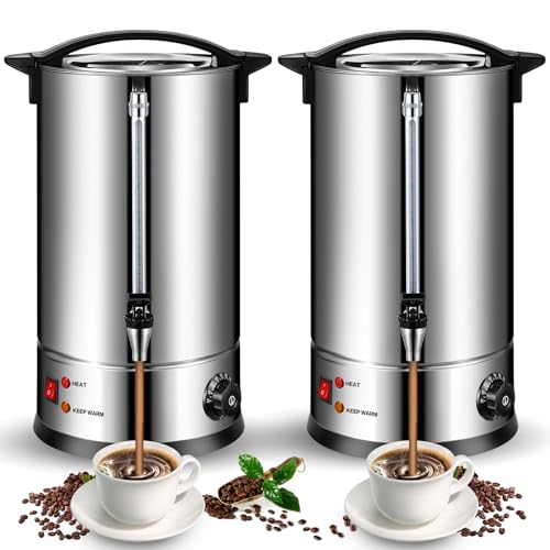 Baderke 2 Pack Commercial Coffee Urns 15L 100 Cup Coffee Maker Stainless Steel Coffee Pot Electric Percolator Coffee Urn Large Hot Water Tea Dispenser for Party Wedding Home (Upgrade)