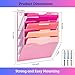 Heavty 5 Pocket Wall File Holder Organizer, Mesh Hanging Wall Mounted Document Paper Folder Filing Magazine Rack with Nametag Label for Office Home School, 5 Tier Pink