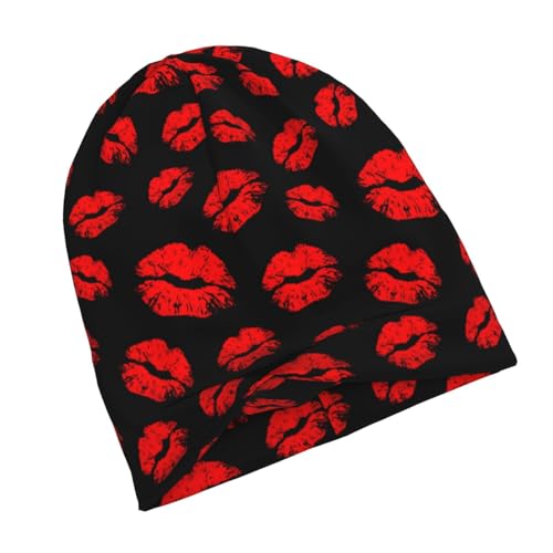 Valentines Day Beanie Chemo Hats for Women Men Hearts Slouchy Cancer Headwear Stretchy Skull Cap Soft Knitted Hat Nightcap Chemo Gifts — view 3