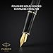 Parker Sonnet Fountain Pen | Grey Lacquer with Gold Trims | Medium Stainless Steel Nib with Gold Coating | Black Ink Cartridge Refill | Gift Box | Perfect Graduation Gifts
