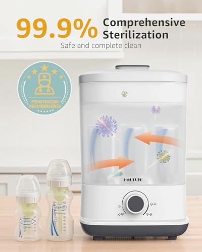 image for Baby Bottle Sterilizer, HAUTURE Bottle Sterilizer and Dryer, One-Dial 