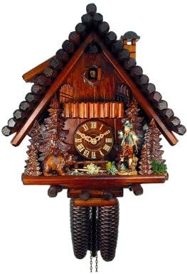 Cuckoo Clock Black Forest House, Hunter, Bear