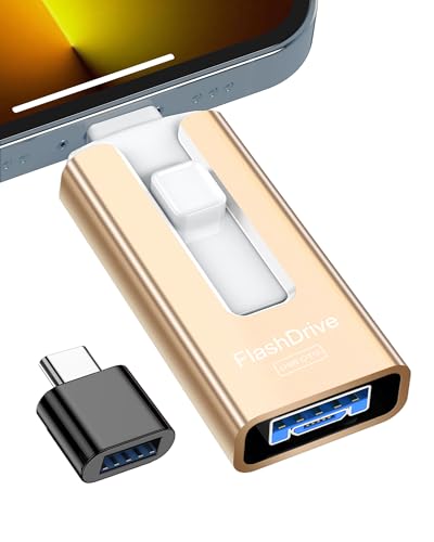 GNASEET Pendrive 256 GB de Alta Velocidad 3.0, Memoria USB Externa 4 en 1 para Phone, Móviles, Teléfonos, Computadoras y Más - Disco Duro Externo para Datos, Fotos y películas - para iOS, Android PC