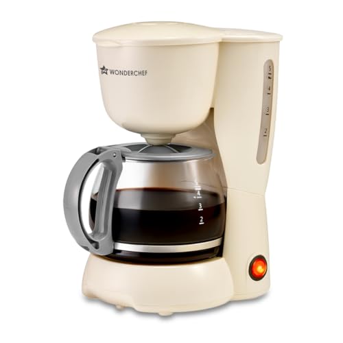 Wonderchef Veneto Brew Coffee Maker | Drip Coffee | 4 Cups | 600ml Borosilicate Carafe | Hot Plate | Anti-Drip | Auto Shut-Off | Ivory | 550W | 2-Year