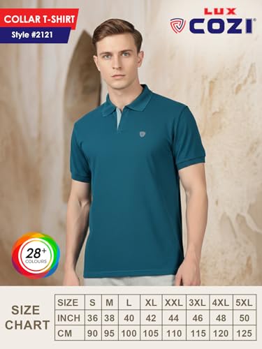 Image of Lux Cozi Men's Cotton Solid Polo Tshirt | Collar Tshirts | Half Sleeves | Stylish & Premium All Day Wear | Pack of 1
