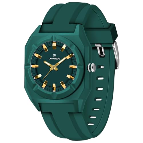 Timever Watches for Men - Fashion Men's Wrist Watches, Waterproof Analog Watch with Silicone Band, Unique Design AllGreen Mens Watch, A Great Gift for Men