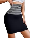 USEASY Unterkleid Damen Kurz Unterrock Schwarz Shapewear Damen Bauchweg Body Unterwäsche Frauen Bauch Weg Schwarz L