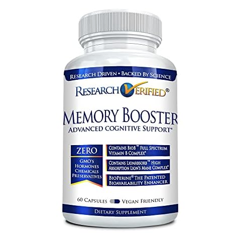 Research Verified Memory Booster - Nootropic Supplement - Enhance Cognition and Memory - Lion’s Mane, Ginkgo Biloba, BioPerine - 60 Capsules - Non-GMO - Made in The USA Cover