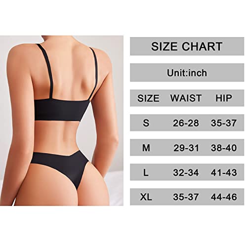 Bionek Seamless Thong Underwear For Women No Show Sexy Thong Panties Breathable Tagless T-Back Low Rise 6 Pack #TOP4