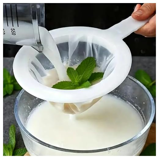 Fine Mesh Strainer, 100 Mesh Plastic Sieve Filter for Kitchen, 6.3 Inch BPA-Free Nylon Net Strainer for Kefir, Soy Milk, Juice, Tea, and Washing Fruits, Easy Clean Food Grade Filter with Handle