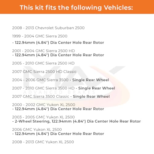 Image of Max Advanced Brakes Front & Rear Brake Kit Compatible With 2006 Chevy Silverado 2500 Compatible With GMC Sierra 3500 Replacement Cross Drilled Disc Brake Rotors and Ceramic Brake Pads