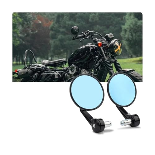 Espejos retrovisores para motocicleta azules grandes que eliminan puntos ciegos