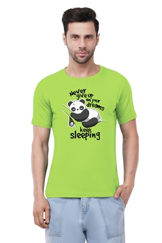 Image of Caseria Men's Cotton Printed T-Shirt -Dreams Keep Sleeping | 100% Cotton | Half Sleeves | Regular Fit | Printed | Round Neck | Graphic T Shirt
