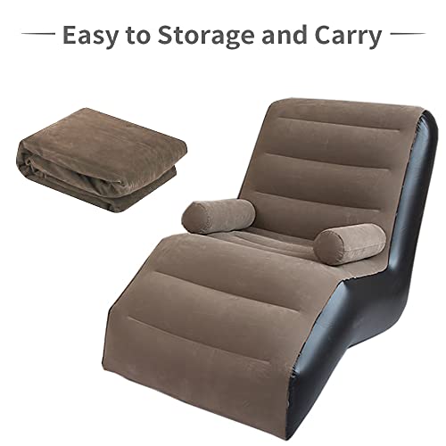 Starbrilliant Inflatable Deck Chair With Air Pump, Lounger Sofa For Indoor Living Room Bedroom, Outdoor Travel Camping Picnic Beach Chaise Lounges(Brown) #TOP4