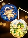 2 Stück Laternen Bastelset für Kinder - Dino & Astronaut, Laterne St Martin mit Laternenstab & Led, Lampion Kinder für St. Martin Laternenumzug Advent Weihnachten