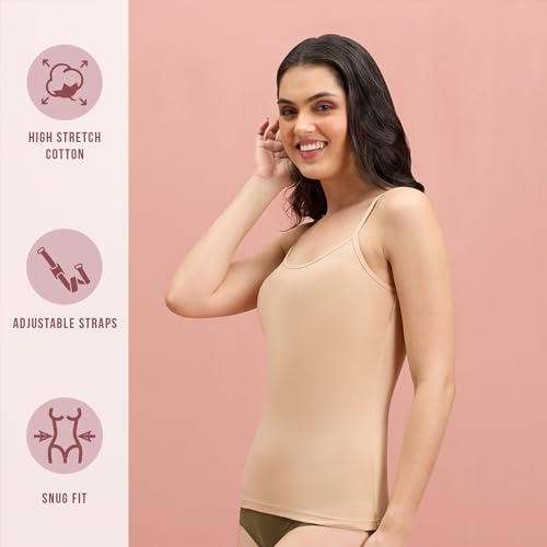 Image of NYKD by Nykaa Women's Camisole - NYC007 | Slip-on, Regular Fit Comfort, Knit Cotton, Solid Elegance
