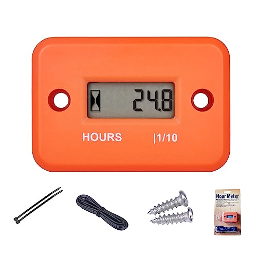 Yooreal Compteur d’heures inductif numérique étanche IP68, fonctionne sur 2/4 temps divers de ZTR/tondeuse à gazon autoportée tondeuse terrestre tondeuse...