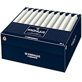 50 SPITZKERZEN 100% Stearin von Liljeholmens Weiss | 20 x 2,3 cm mit Kronenfuß | Kerzen...