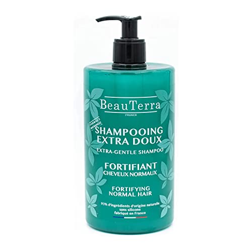 BeauTerra - Shampoing Extra-Doux Fortifiant, 750 ml - pour Cheveux Abîmés et Cassant - Sans Silicone - Recyclable - Fabriqué en France - Grand Format Cover