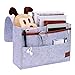 Betttasche, Filz Bett Caddy Organizer zum Einhängen Nachttisch Tasche Sofa-Bett Dicke Filz mit Kabellöchern Anti-Rutsch für Buch, Zeitschriften, iPad, Handy, Fernbedienung, Hellgrau