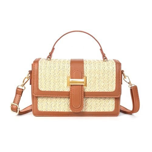 Image of Straw Crossbody Bags for Women Summer Straw Clutch Bag Woven Beach Purse Vacation Handbags | Straw