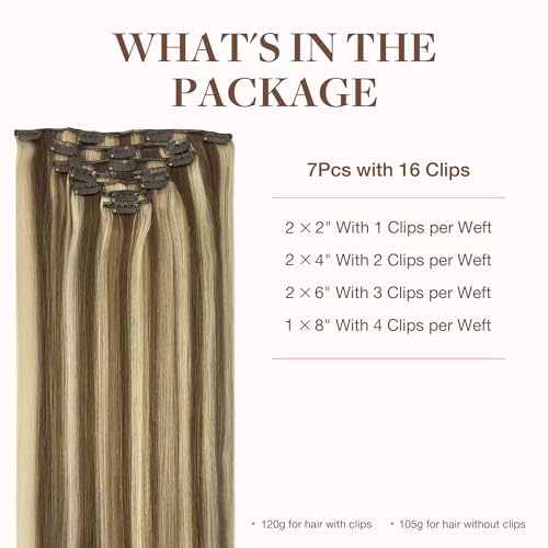Image of GOO GOO Clip in Hair Extensions Real Human Hair Blonde Remy Extensions
