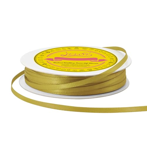 Image of Double Face Gold Satin Thin Ribbon 1 /8 inch X 50 Yards Polyester Gold Ribbon for Gift Wrapping Very Suitable for Weddings Party Hair Bow Invitation Decorations and More