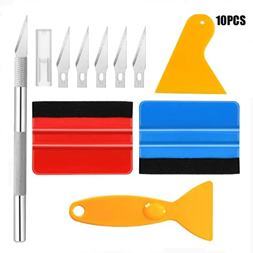 luckaide 10 Stück Folierungs Werkzeug, Rakel für Folie, Rakel Set für Folierung, Folienrakel, Rakel Set, Rakel Set mit Filzkante, Folien Rakel für Fensterfolien und Auto Folien