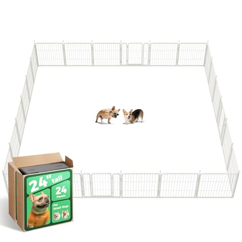 Image of FXW Rollick Unleashed Dog Playpen for Indoor, Yard, RV Camping, 24 inch 24 Panels for Small and Puppy Dogs, White│Patented