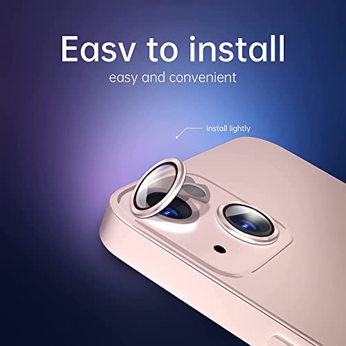 Image of CASEKOO Metallic Camera Ring Lens Protector with Glass Compatible for iPhone 13 / iPhone 13 Mini Pink (Pink)