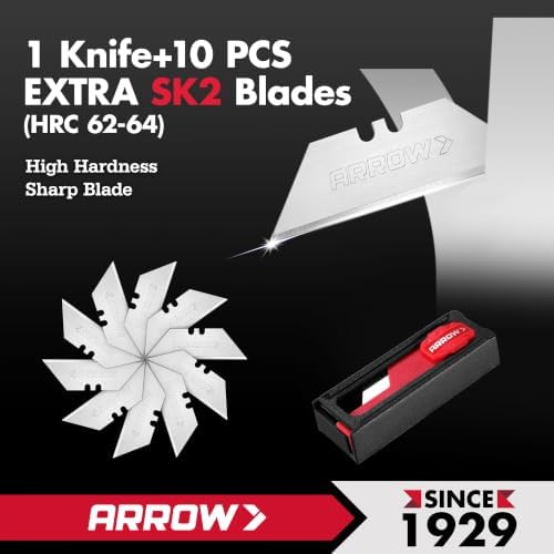 ARROW Wooden Handle Folding Utility Knife with 10 Extra SK2 Blades - 4