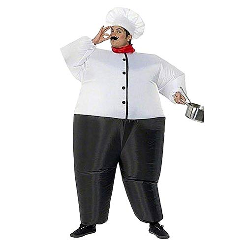LIANXUE Sumo Wrestler Costume Cosplay Funny Chef Inflatable Suits Blow Up Outfit for Adult Halloween Party Dress
