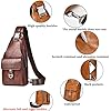 A-QMZL Sling Bags Mens Shoulder Bag Crossbody Bags Chest Bag PU Leather Waterproof Man Bags Women Travel Sling Bag Casual Backpack for Hiking,Cycling,Traveling #3