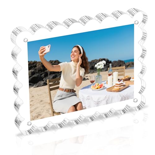 DAWNTREES Marco de fotos acrílico,Marco magnético transparente de doble cara,Marco de fotos de mesa sin marco,Decoración de escritorio