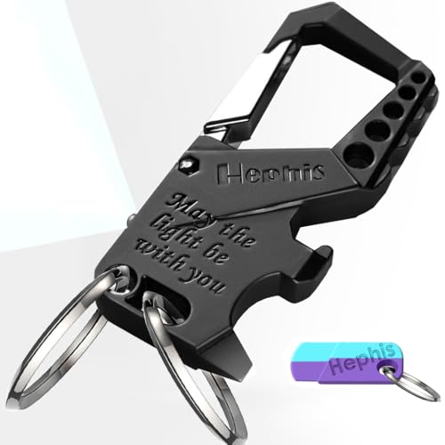 Image of Hephis Skull Heavy Duty Key Chain,Car Emergency Escape Tool, Seat belt Cutter,Bottle Opener,Carabiner Car Key Chains