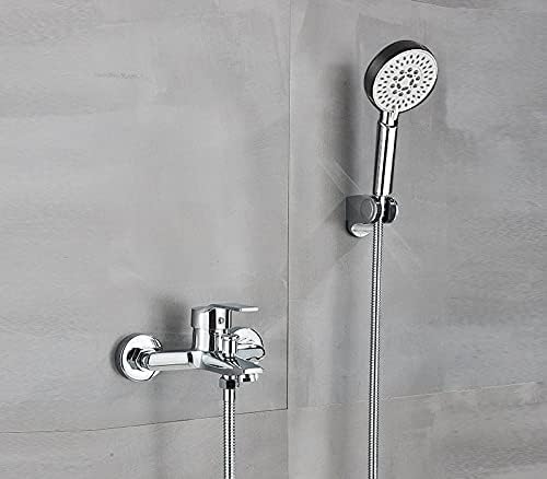 Mitigeur de baignoire complet robinet cascade mural mécanique douche noir chrome