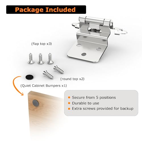 Chibery 3/8 Inch Inset Cabinet Hinges, 5 Pairs(10 Pack) Hinges For Kitchen Cabinets Self-Closing Decorative, For Variable Kitchen Cabinet Doors Satin Nickel, Satin Nickel #TOP5