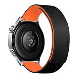 [MiLink] ウォッチ バンド 22mm 20mm マグネット くすみカラー 交換 シリコン 磁石 防水 蒸れない スマートウォッチベルト 時計バンド おしゃれ カラフル レディース メンズ (ブラック+オレンジ, 22mm)