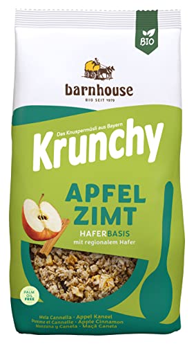 Barnhouse Krunchy Apfel-Zimt, Bio Hafer-Knuspermüsli aus Bayern, mit köstlichen Apfelstückchen und aromatischem Zimt, 1 x 750 g