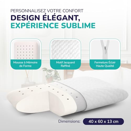 Oreiller cervical mémoire de forme bambou 40x60 ZenPur