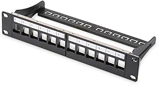 DIGITUS Patch Panel Modular - 12 Ports - 10-inch Rack Mount 1U - Keystone Module Distributor Field - Shielded - Black